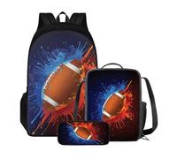 ZIATUBLES Set zaino per studenti 43,2 cm con borsa per il pranzo e astuccio, borsa per libri universitari, zaino da giorno, Splater - Pallone da calcio, Taglia unica, Zaini Daypack