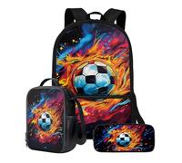 ZIATUBLES Zaino per studenti, set da 3 pezzi, borsa da viaggio, portapranzo, astuccio per ragazzi e ragazze, zaino da 43 cm, Campionato del fuoco, Taglia unica, Set di zaini per la scuola