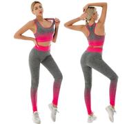 ZiaWorld Set da Allenamento Donna 2 Pezzi, Set Palestra Senza Cuciture Costolato Casual Comodo Canottiera Top Corto a Vita Alta Set Leggings, Abbigliamento Sportivo Attivo Tuta Yoga Fitness