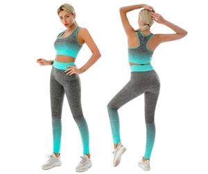 ZiaWorld Set di Abbigliamento da Donna per Allenamento 2 Pezzi, Set da Palestra Senza Cuciture a Costine, Top Corto Comodo, Leggings a Vita Alta, Abbigliamento Sportivo Attivo, Tuta da Yoga, Fitness