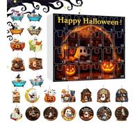 Zibeem Calendario per conto alla rovescia di Halloween, 24 giorni di lettura del fantasma, calendario per conto alla rovescia, ciondolo in acrilico 2D per casa, Halloween, camino, casa infestata