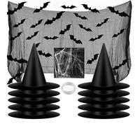Zibeem Cappello Da Nero | 12 Pezzi Decorazioni Halloween Spaventose Con Pipistrelli | Set Di Cappelli Da Con Corda In Nylon Da 50 Metri - Per Casa ta Esterno Giardino Cortile Patio Soffitto Albero