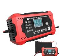 Zibeem Caricabatterie per auto intelligente, caricabatterie di mantenimento per batteria per auto,Desolfatore automatico batteria 6A - Desolfatore portatile per batteria con schermo LCD per tosaerba