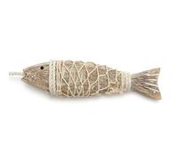 Zibeem Lake House Fish Decor - 2 pezzi Ornamento in legno a forma di pesce con rete da - intagliato a mano estetica decorazione per balcone, casa lago, camera da letto, casa, negozio