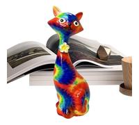 Zibeem Statuetta a forma di gatto, in resina, decorazione per la casa, colorata, da scrivania, per adolescenti, adulti, collezionisti, amanti degli animali domestici, familiari e amici