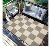 ZIBENE Tappeto Pesante per Esterni e Interni - Antiscivolo, Impermeabile e Resistente all'Usura. Per Balcone, Terrazzo, Giardino, Camper, Piscina. Pieghevole, Lavabile, Retro in Gomma.[120X160cm]