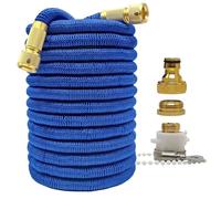 ZIBOXI Doppio connettore espandibile Tubo for irrigazione for la casa e il giardino Set di pistole for auto for lavaggio tubi blu ad alta pressione flessibili magici 25-100FT(Color:Blue hose,Size:25ft