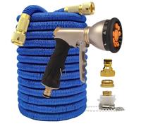 ZIBOXI Doppio connettore espandibile Tubo for irrigazione for la casa e il giardino Set di pistole for auto for lavaggio tubi blu ad alta pressione flessibili magici 25-100FT(Color:Hose with gun 4,Siz