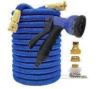 ZIBOXI Doppio connettore espandibile Tubo for irrigazione for la casa e il giardino Set di pistole for auto for lavaggio tubi blu ad alta pressione flessibili magici 25-100FT(Color:Hose with gun 5,Siz