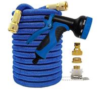 ZIBOXI Doppio connettore espandibile Tubo for irrigazione for la casa e il giardino Set di pistole for auto for lavaggio tubi blu ad alta pressione flessibili magici 25-100FT(Color:Hose with gun 1,Siz