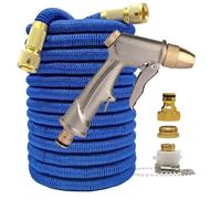 ZIBOXI Doppio connettore espandibile Tubo for irrigazione for la casa e il giardino Set di pistole for auto for lavaggio tubi blu ad alta pressione flessibili magici 25-100FT(Color:Hose with gun 2,Siz