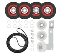 ZIBOXI Kit di riparazione for asciugatrice 4392067 e puleggia tenditrice for asciugatrice W10837240 adatta for Admiral, Amana, Maytag, Bravos, Whirlpool Duet, Kenmore Elite.