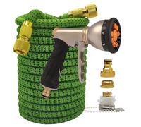 ZIBOXI Tubo flessibile espandibile for casa e giardino magico 25-100FT Tubo flessibile for lavaggio auto ad alta pressione Set di pistole for irrigazione for fattoria Accessori for tubi(Color:Green bl