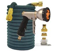 ZIBOXI Tubo for irrigazione for la casa e il giardino Magia ad alta pressione 2,5-30 metri Doppio connettore flessibile Verde scuro 25-100FT Pistola for lavaggio auto(Color:Hose with gun 4,Size:100ft)