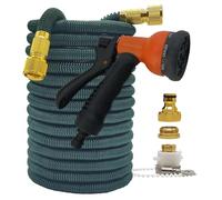 ZIBOXI Tubo for irrigazione for la casa e il giardino Magia ad alta pressione 2,5-30 metri Doppio connettore flessibile Verde scuro 25-100FT Pistola for lavaggio auto(Color:Hose with gun 5,Size:25ft)