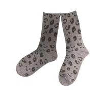 ZICIgalique Calze da donna Encore Rosso Moda Personalità Retro Leopard-print Autunno Inverno Alta Elastico Vita Lunga Pile Femminile Street Wear, Beige, Taglia unica - 2 confezioni