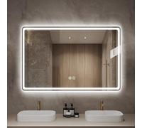 Zickdom Specchio da Bagno LED Retroilluminato - Pratico Vetro Temperato e Funzione Antiappannamento, Luci a Tre Colori - Perfetto per i Bagni di Famiglia 70×90cm/27.5×35.4in
