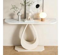 Zickdom Tavolo Consolle con Struttura in Metallo - Consolle Ingresso Moderno e Stabile, Facile da Montare - per Soggiorno, Ingresso, Corridoio Off-white - A1 39.3''x11.8''x31.4''