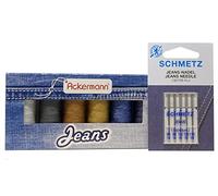 ZickZackNaehmaschine Ackermann - Set di filati per jeans e jeans Schmetz