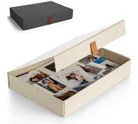 ZICOTO Scatola portaoggetti decorativa per foto con coperchio, un bellissimo organizer in lino perfetto per conservare in modo sicuro foto, documenti, accessori per scrapbooking, ricordi e altri