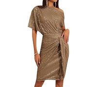 ZICUE Donna D T Slim Robe Formelle Stretch Casual Fashion Dress L Gant Mi Jupe avec Ceinture Marrone M