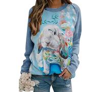 ZICUE Donna Moda Primavera Top Holiday Felpa Sciolta Basic Elegant Sweater Coniglio Blu XL