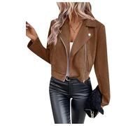 ZICUE Donna Piano Giacca Classica Con Tasche Caduta Due Tasche Lato Cappotto Outwear Marrone S