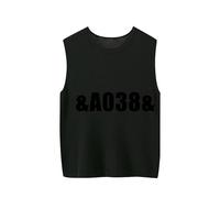 ZICUE Donna Simple Crewneck Plus Size Tank Top Senza Maniche Sciolto Maglia Morbida Gilet Nero 10XL