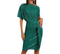 ZICUE Donna Slim Parti Robe Traversi Re Plus Taille Mode Robe Courtes Casual Robe De FL Te Traversi Re Verde L