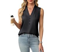 ZICUE Donne Camicette Eleganti in Raso Senza Maniche Canotte Estive con Scollo A V per Il Tempo Libero E Il Lavoro Nero XXL