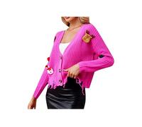ZICUE Donne Classico Carino Maglione Cappotto Festa Animale Pulsante Giù Outwear Oversize Santa Modello Maglia Coltura Cardigan Rosa XL