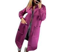 ZICUE Donne Inverno Oversized Lungo Cappotto Semplice Più Dimensione Maniche Lunghe Outwear Leggero Autunno Cappuccio Violetta 5XL