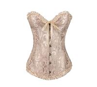 ZICUE Donne Jacquard Più Dimensione Pizzo Vita Shapewear Elegante Push Up Bustiers Forte Biancheria Intima Vintage Albicocca 5XL