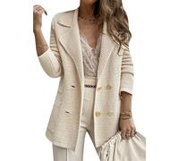 ZICUE Doppio Petto Classico Outwear per Le Donne Corduroy Maniche Lunghe Blazer Cappotti Inverno Giacca Leggera Albicoca S