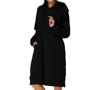 ZICUE Felpe Invernali Calde per Le Donne Plus Size Split Hem Oversize Outfits Fall Hoodie Long Dress Black XXL