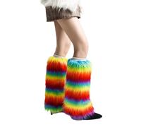 ZIDDAR Calze Lunghe Pelose Invernali Leggings Coprire Scaldamuscoli Punk Stivali Calzini Peluche Arcobaleno Colorato Boot Cuff Cover Arcobaleno Warm, Multicolore, E40