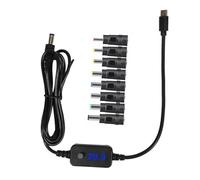 ZIDDAR Cavo adattatore da USB C a 5,5 x 2,5 mm con 8 connettori di tipo C, uscita di potenza regolabile 5 V 9 V 12 V 15 V 20 V per router ricarica rapida regolabile