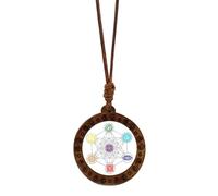ZIDDAR Elegante collana in legno Metatron cubo geometria sacra esagramma e amuleto Sri Yantra catena girocollo lunghezza regolabile gioielli geometria sacra