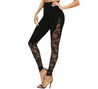 ZIDDAR Leggings da allenamento traspiranti da donna in pizzo patchwork accento a vita alta elastico palestra yoga allenamento pantaloni skinny pantaloni ad alta elasticità pantaloni da yoga per le