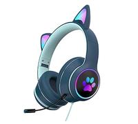 ZIDDAR Paraorecchie per cuffie da gioco a LED traspirante con luce fredda morbida per cuscino testa microfono omnidirezionale premium per gli uomini W