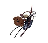 ZIDDAR Portachiavi creativo a forma di orso con cane, ciondolo in peluche per borsa, zaini e borsette, in morbido poliestere, decorazione per cani, Marrone