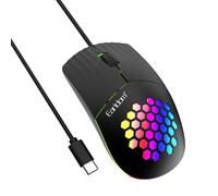 ZIDDAR Tipo C USB con cavo da gioco ergonomico 7 RGB retroilluminato 1600 DPI regolabile per computer portatili telefoni desktop PC pad laptop e altri dispositivi di tipo USB