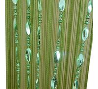 ZiDeTang Tenda divisoria per porta con bottoni e perline, frange e nappe, per soggiorno (1 x 2 m, verde)