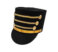 zidiau Cappello Schiaccianoci per adulti, cappello da soldato schiaccianoci con bottone dorato, cappello da guardia d'onore e fascia da marcia, cappello per costume di Halloween, cosplay per adulti