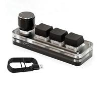 zidiau Macropad meccanico, tastiera macro programmabile a 3 tasti con manopola, tastiera personalizzata cablata USB-C per Photoshop Photo Editing Programmazione Gaming Office