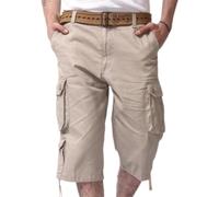 zidiau Pantaloncini cargo da uomo a 3/4 UK - Liquidazione estiva | Elastico in vita, multi tasche, Argento, XXXXL