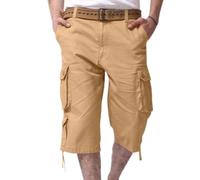 zidiau Pantaloncini cargo da uomo a 3/4 UK - Liquidazione estiva | Elastico in vita, multi tasche, cachi, M