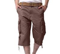 zidiau Pantaloncini cargo da uomo a 3/4 UK - Liquidazione estiva | Elastico in vita, multi tasche, Caff, M
