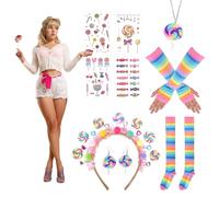 Zidoley 11 accessori per dolci da donna, ciuccio, caramelle, calze a forma di caramella, accessori per cosplay di Halloween, Natale, per Halloween mascherato, cosplay, feste