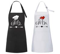 Zidoley 2 Pezzi Grembiuli da Cucina per Coppia, Regali di Coppia Casa, Regalo di Nozze per Matrimonio, Fidanzamento, San Valentino, Natale, Anno Nuovo (Mr. & Mrs)
